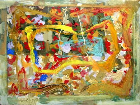 "Found, Gowanus", oil, pastel and wallpaper 18x22"w : painting : daniel mcdonald art director design production fine art painting printmaking manager color artbrooklyn.com